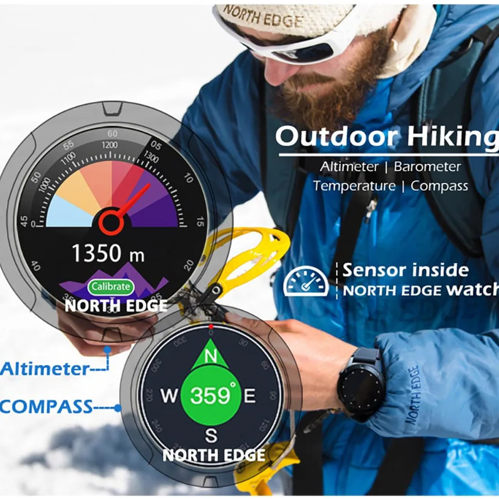 Лидер продаж 2020 мужские спортивные часы NORTHEDGE X-trek3 цифровые наручные 5ATM