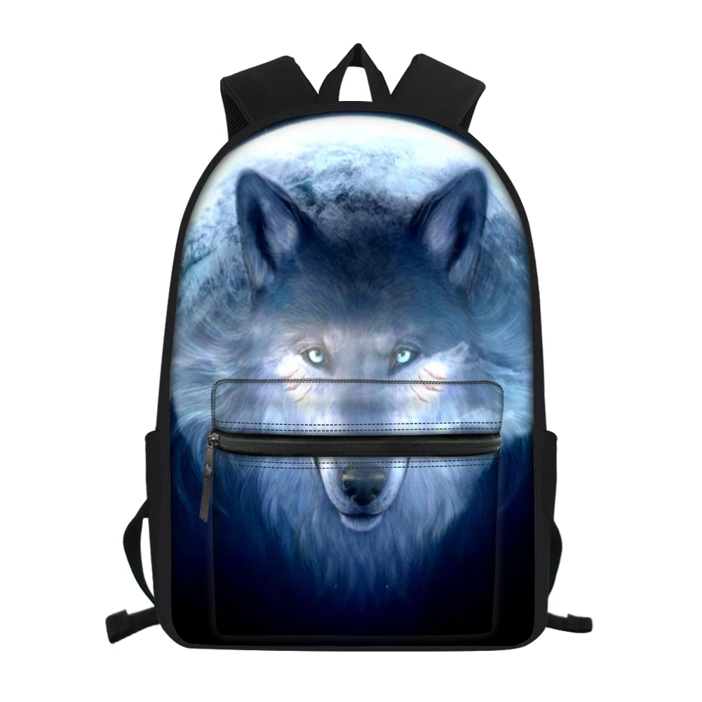 

HaoYun Children's Little Canvas Backpack Fantasy Wolf Pattern Students School Bags Kawaii Animal Prnts Kids Travel Backpacks
