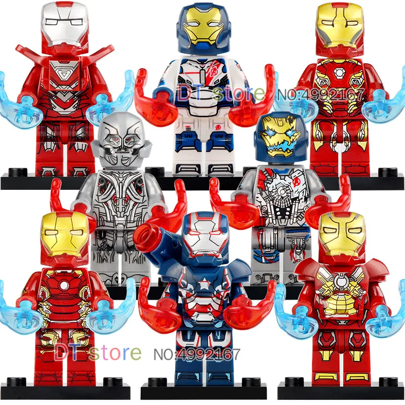 

50PCS/LOT Iron Man Super Hero Figure Ultron Iron Patriot Iron-Man Mark Action Figures Model Building Blocks Brick Toys X0267