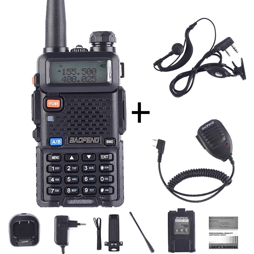 BaoFeng UV-5R рация двухсторонняя cb радио обновленная версия baofeng uv5r 128CH 5 Вт VHF UHF 136-174 МГц и 400-520 МГц - Цвет: UV5R-Earp-Mic