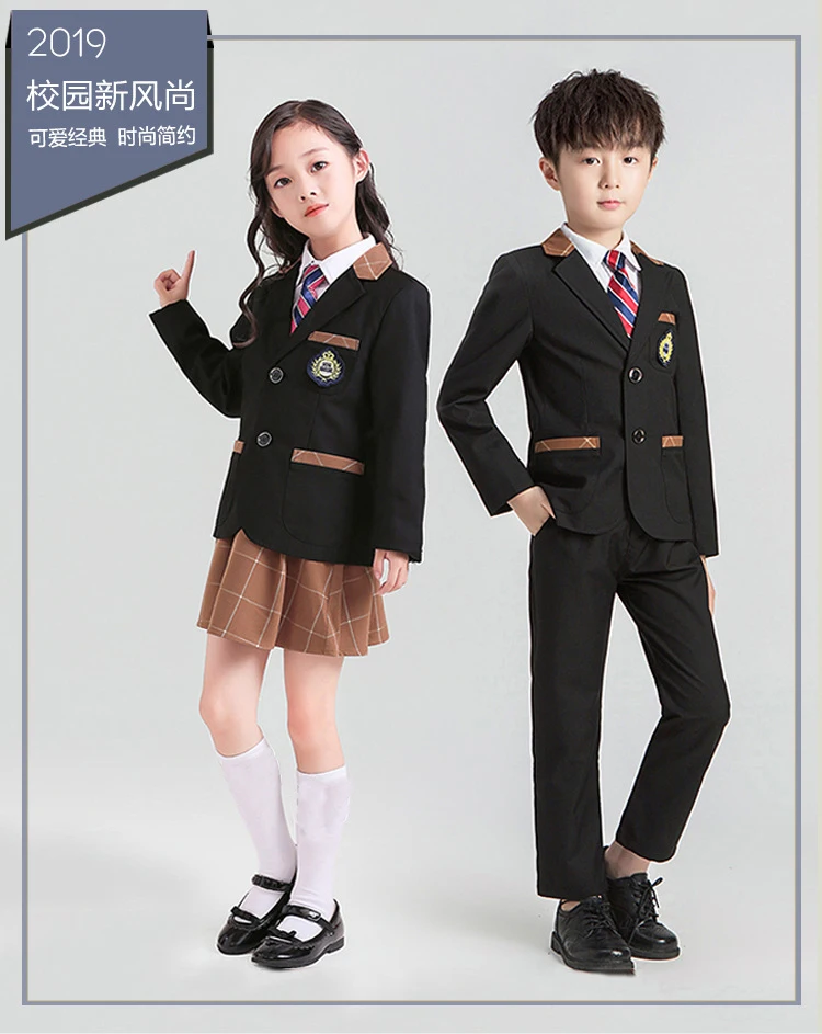 Детская школьная униформа, комплекты для мальчиков и девочек, британский стиль колледжа, детская одежда для детского сада, детский Блейзер, брюки, галстук