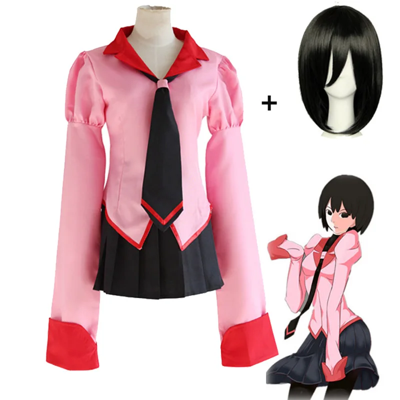 Горячая аниме Owarimonogatari Oshino Ougi косплей костюм парик Bakemonogatari Хэллоуин розовый