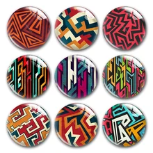 

Handmade NativeTribal Geometric Pattern Round Photo Glass Cabochons Demo Flat Back DIY Earring Jewelry Making Findings Accessory
