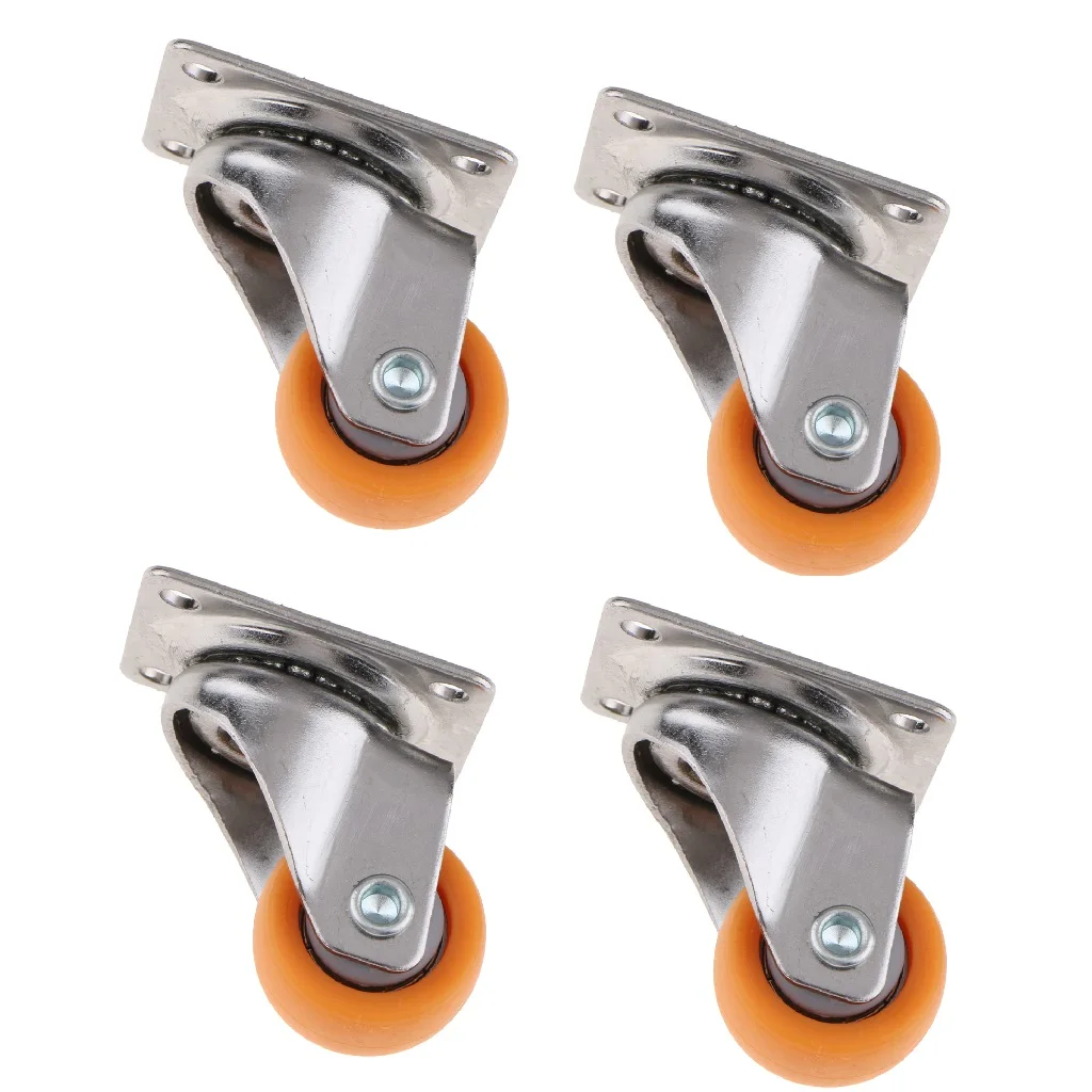 4pcs Trolley Casters Swivel Castor Wheel for Carts 25mm 13kg Orange Nylon