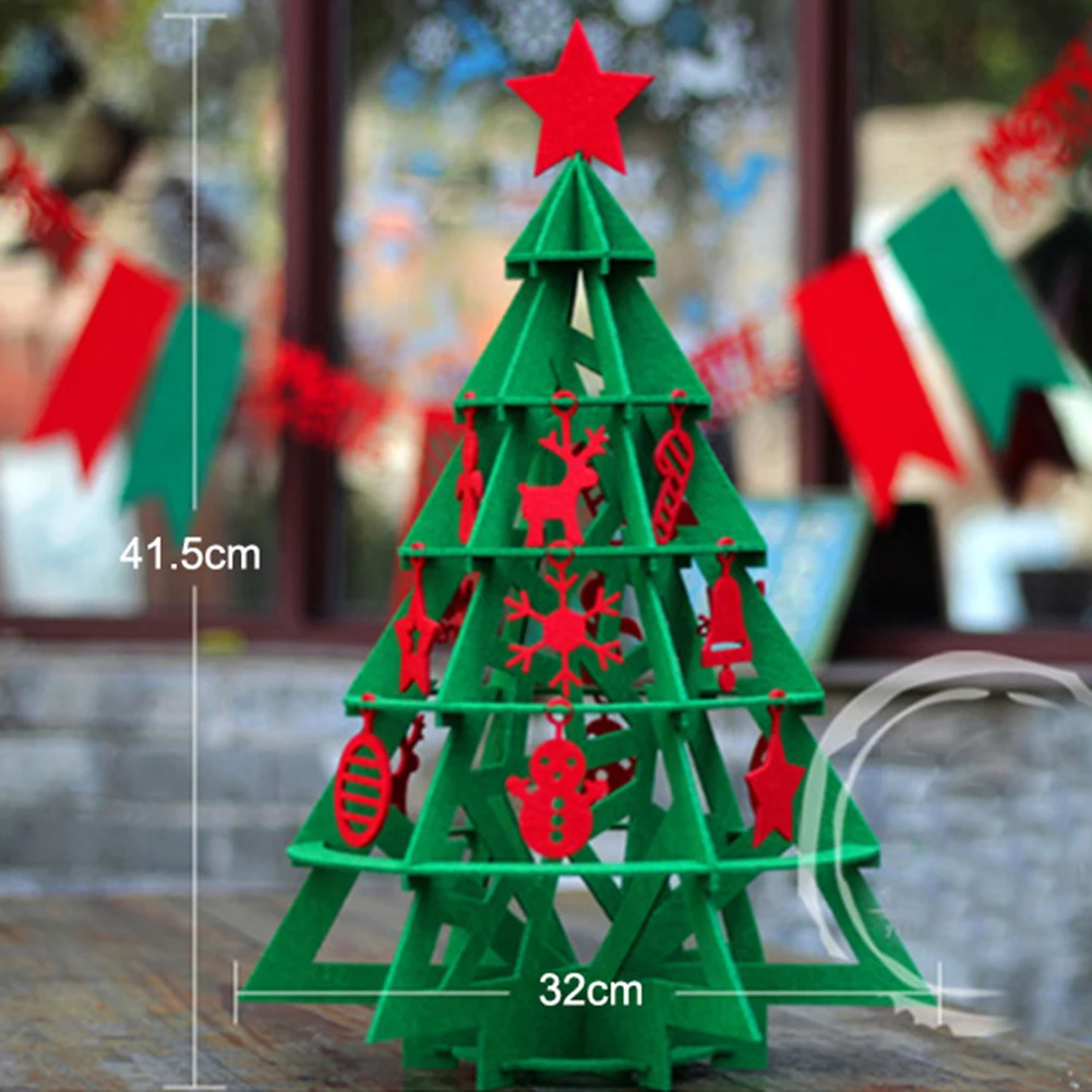 26pcs Christmas tree 3D felt children Toys Detachable Decoration for Xmas Kids Toddler Gifts Christmas tree Table Home Decor