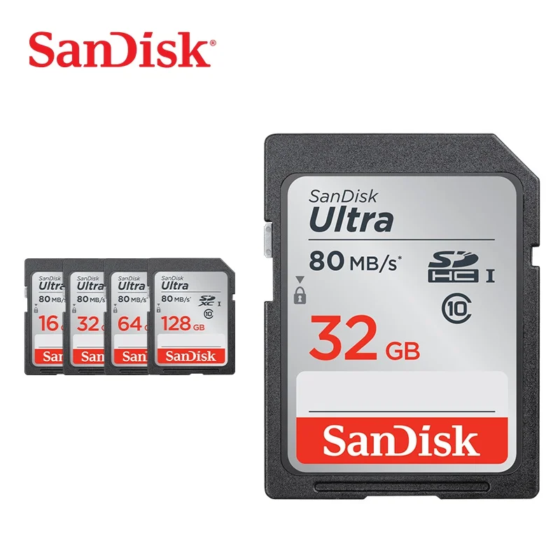 SanDisk Ultra 32 Гб 16 Гб 64 Гб 128 Гб класс 10 sd-карта SDHC SDXC карта памяти C10 80 МБ/с./с sd-карта поддержка официальное подтверждение