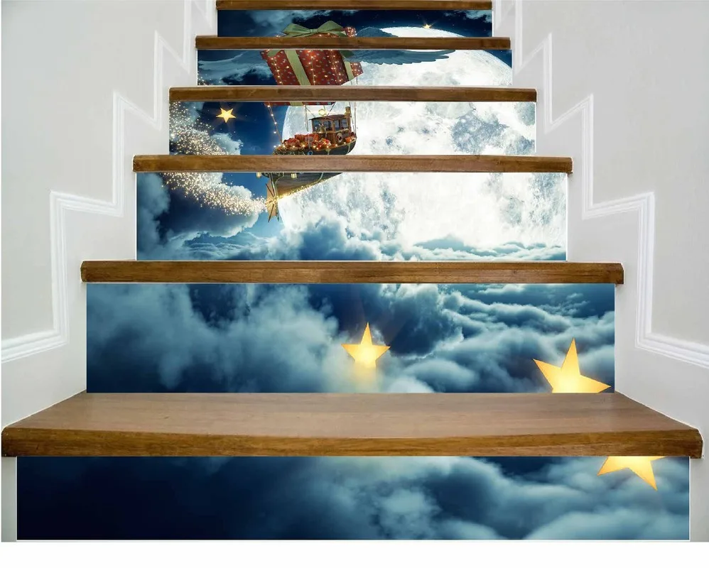 

6Pieces/set SLT004 Christmas Snowman 3D Simulation Stair, Waterproof Decorative Wall and Decoration Wall Drop Shipping