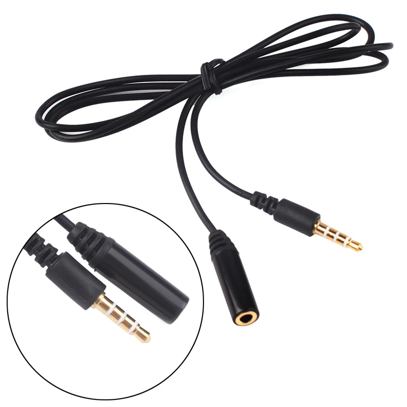 Audio Cable 1M/ 3ft 3.5mm 4 Pole Jack Male to Female Earphone Headphone Audio Extension Cable
