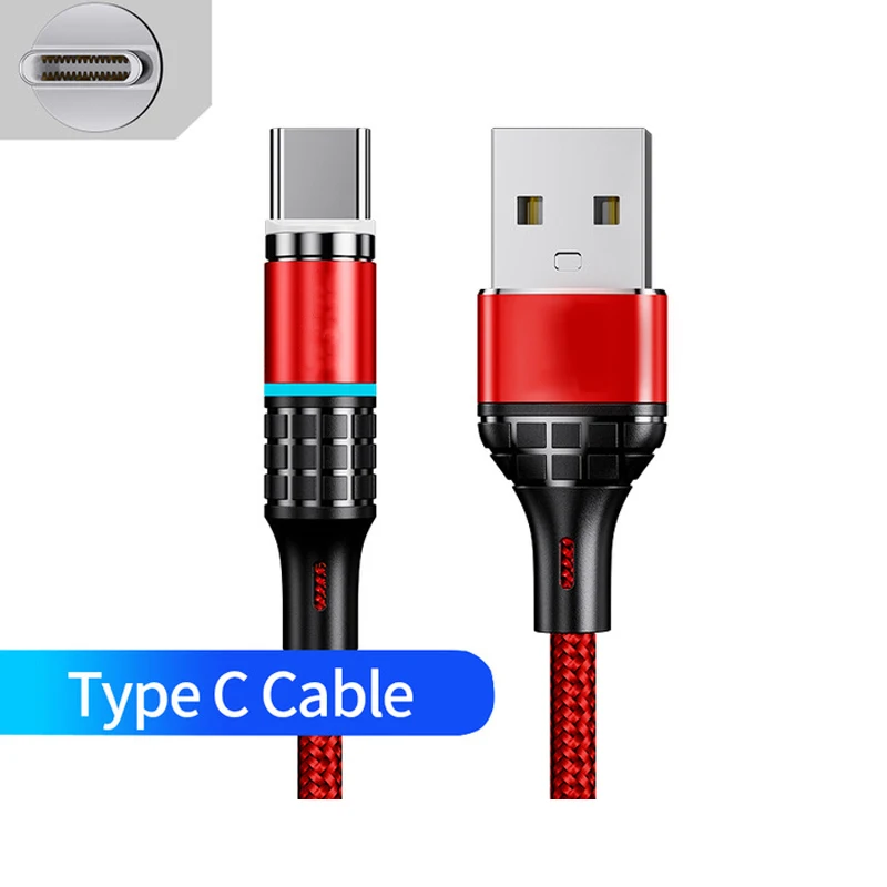 3а светодиодный магнитный usb-кабель для быстрой зарядки usb-кабель типа C для Xiaomi samsung, зарядный кабель Micro USB кабель 8 pin для iPhone 6 - Цвет: red