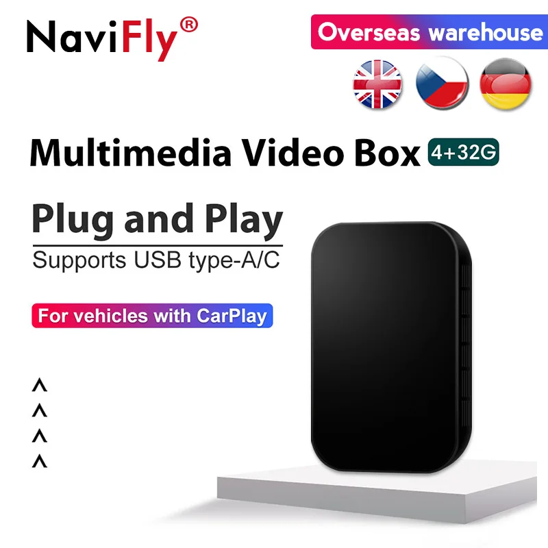 NaviFly For Apple CarPlay Box 4GB+32GB Universal Car Android Multimedia Box Wireless Mirror Link Plug and Play Auto TV Box