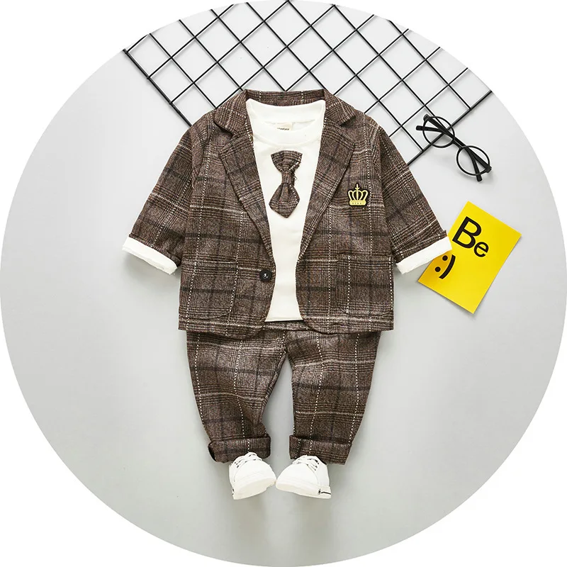 

2018 Autumn New Style BOY'S Pattern Suit Three-piece Set Male Baby Pure Cotton Hoodie Underwear Set