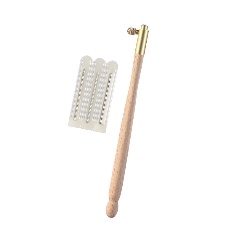 Безопасный инструмент для рукоделия с набором французских деревянных игл для шитья тамбуров, вышивка бисером, 3 ручки