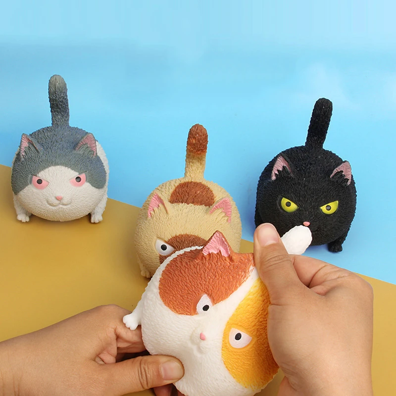 Angry Cat Squeeze Music Vent Doll Ball Soft Animal Fidget Hand Table Toy Decompression Squeeze Dog Pet Child Decompression Gift Fidget Toys Stress Relief Toys