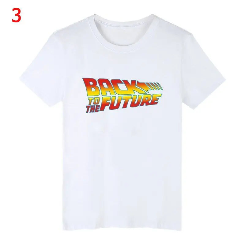 Back To The Future светящаяся футболка с символом Для мужчин летняя футболка с короткими рукавами Повседневное футболки мужской уличная черная футболка Koszulka Meska - Цвет: 3 white