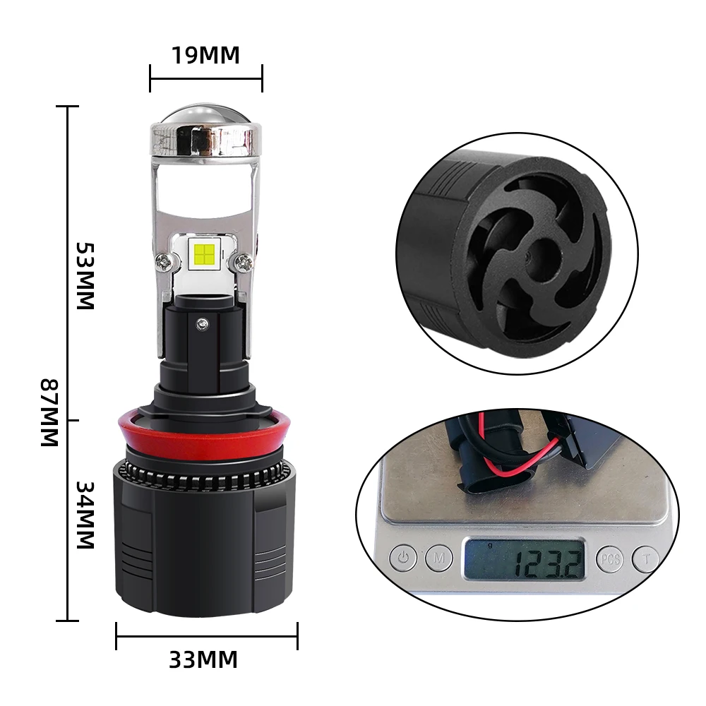 Светодиодный проектор для автомобильных фар 2 шт. Mini H11 Bi H4 H7 светодиодный 9005/HB3