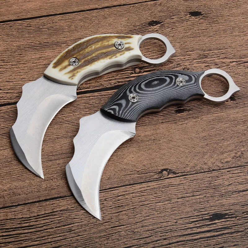 Острый нож Karambit, нож с фиксированным лезвием для выживания, нож-коготь 440C из стали для кемпинга, охоты, боевых тактических ножей+ оболочка из АБС-пластика