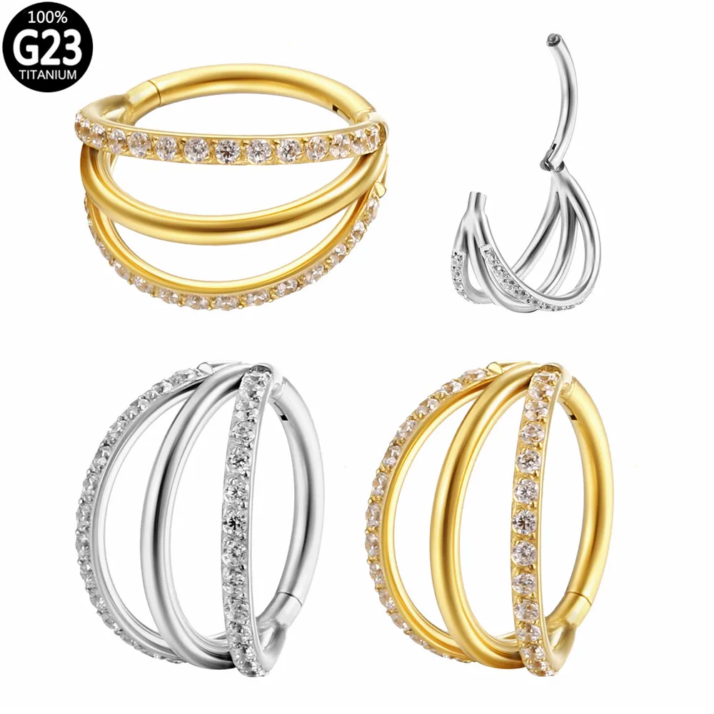 G23 Titanium Nose Stud Cz Ear ушной хрящ Daith Helix пирсинг Септум кликер-кольцо навесной сегмент