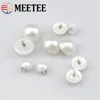 Meetee White Round Pearl Plastic Buttons, Shank Buckles, Clothing Decor, Sewing Accessories, Scrapbooking, 9mm, 11mm, 15mm, 18mm 1