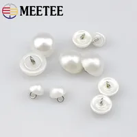 Meetee White Round Pearl Plastic Buttons, Shank Buckles, Clothing Decor, Sewing Accessories, Scrapbooking, 9mm, 11mm, 15mm, 18mm 1