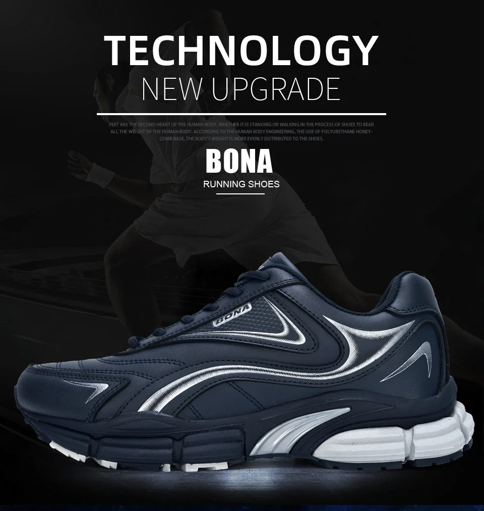 BONA 2020 New Designers Action Leather Sneakers Shoes Men Outdoor Casual Shoes Man Trendy Leisure Footwear Male Walking Shoes