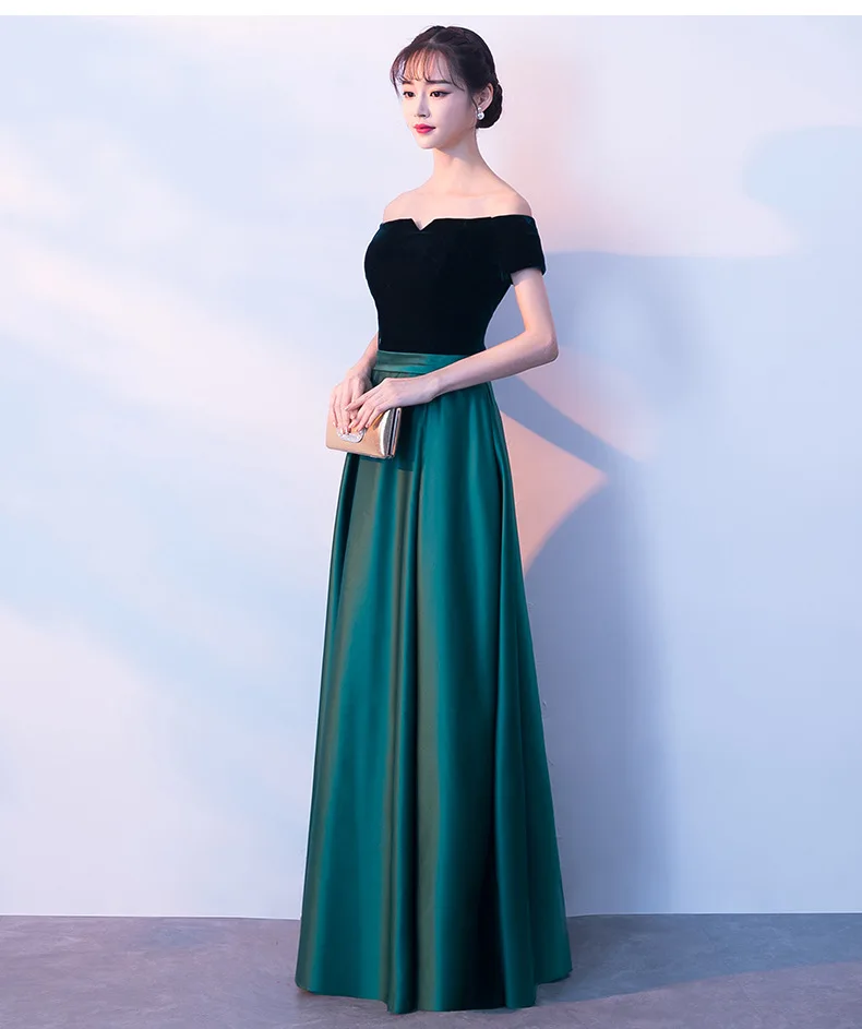 Banquet Evening Gown New Style Velvet off-Shoulder Nobility Elegant Annual General Meeting Host Women's Dignified Glorious