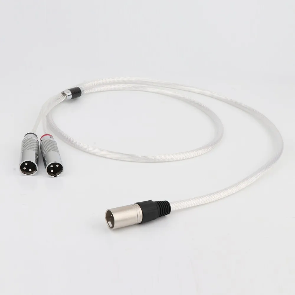 Preffair X402EL 11Cores OCC Silver Plated Audio Cable 4 Pin XLR Male to 2x 3 Pin XLR Male Balanced cable Headphone Audio Adapter