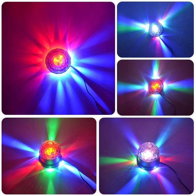 Rgb Mp3 хрустальный магический шар звуковая активация Dj огни мини вращающийся стробоскоп сценические огни с пультом дистанционного управления для подарок для домашней вечеринки