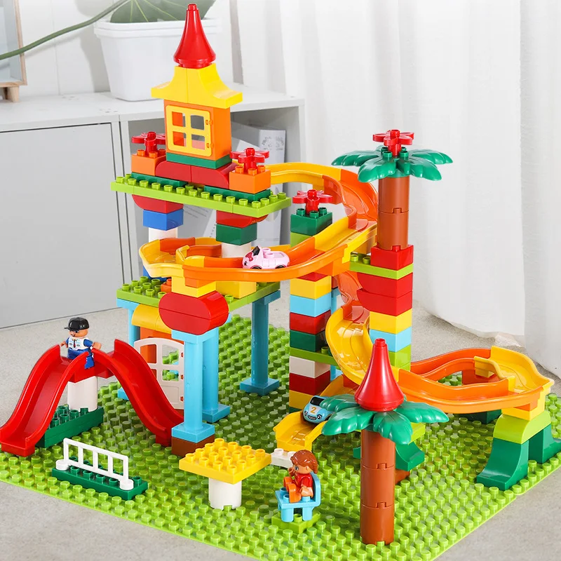 

Children Building Blocks Toy Large Particles DIY Educational Baby 4-5-6-Year-Old Fun Assembling Track Trolley