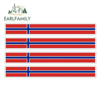 

EARLFAMILY 13cm x 1.7cm 4pcs Car Stripe Motorcycle Racing Flag Sticker Car Window Decal Bike Moto Tuning Norway Car Stickers