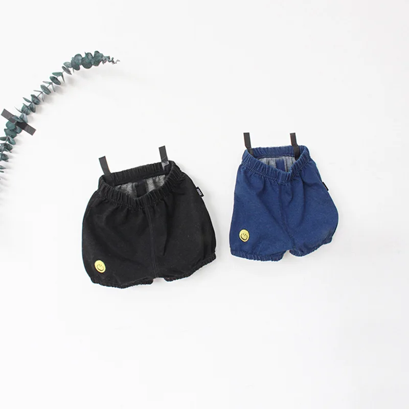 

Children Washing Denim Shorts Children Baby Denim-like Fabric Beam Leg Pp Shorts Summer Korean-style Smiley Lantern Crawler