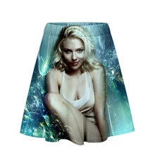 Женские плиссированные Повседневные Вечерние юбки Scarlett Johansson с высокой талией и рюшами, с 3D принтом, летние корейские милые юбки с графическим принтом