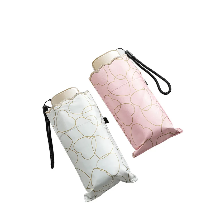 Вышитый черный пластиковый зонт от солнца Женский фотозонт Карманный Зонт