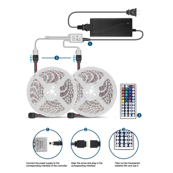 

12v LED Light Strip With Infrared Control RGB Epoxy Waterproof Smart Discoloration Lights Outdoor Deocr WWO66