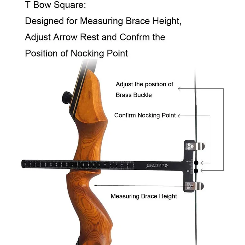 1set Archery T Ruler Copper Buckle Pliers Set Measure And Fixed Bowstring Arrow Nock Point Shooting Position For Bow Accessories