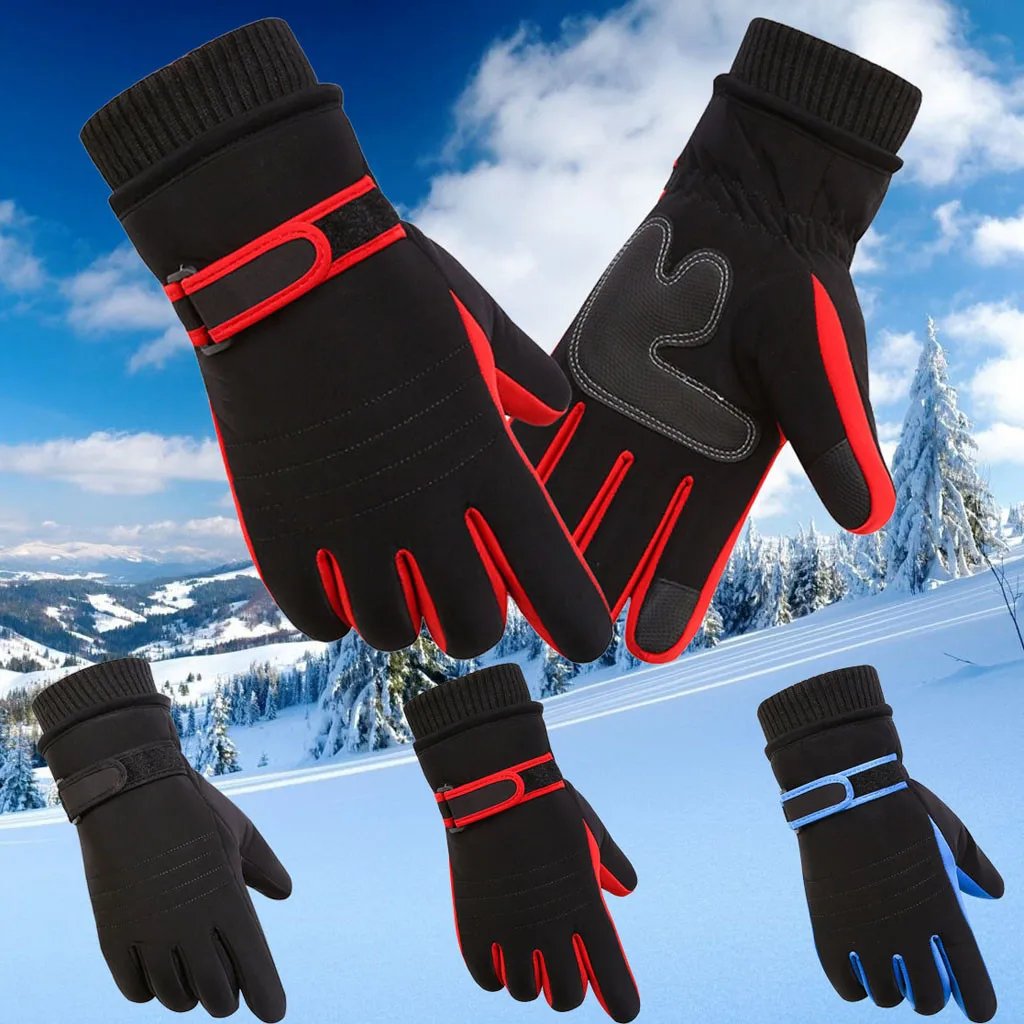 

Men‘s Five-finger Polyester Gloves Keep Warm Driving Mittens Winter Warm Ski Snow Snowboard Gloves Men Windproof варежки мужские