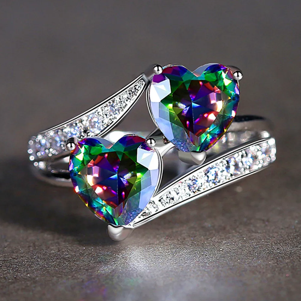 

Multicolor AAA zircon diamonds Rings for women 18k white gold silver tone wedding anillos mujer bling jewelry accessory gift