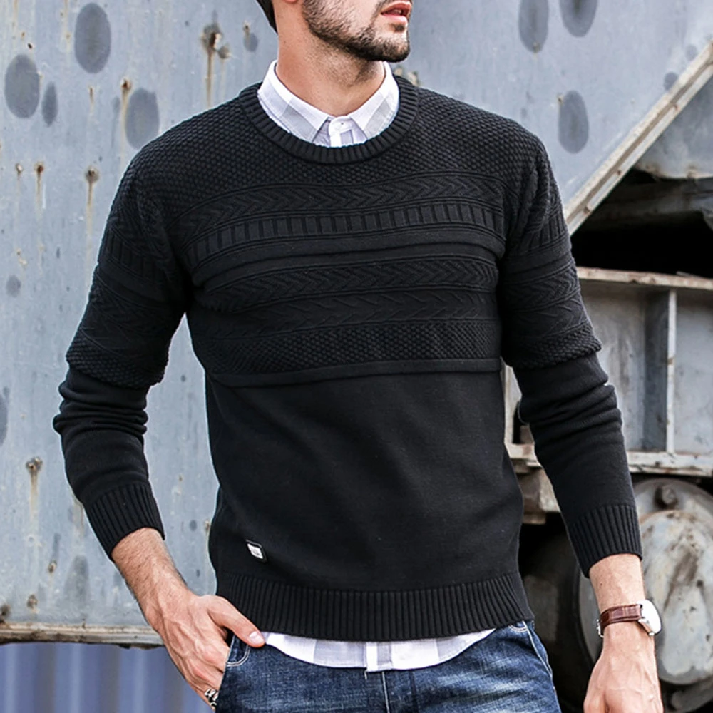 Stylish Men’s Korean Warm Knitted Sweater Pullover Tops Knitwear