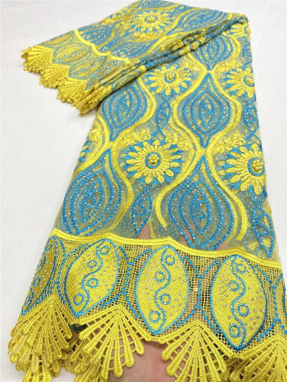 

African Tulle Lace Fabric With Stones Embroidery French Net Lace Fabric 2020 High Quality Lace Material Wedding Sewing YA3558B-1