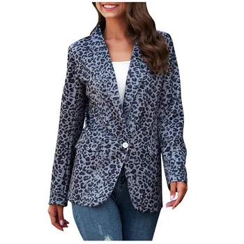 

FREE OSTRICH Women Leopard Print Button Blazers And Jackets Work Office Lady Cardigan Suit Slim Business Female Blazer Coat