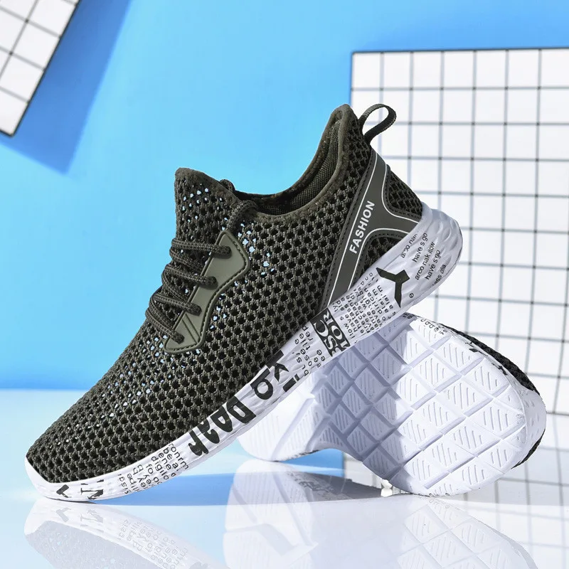 

Free Shipping mens casual shoes breathable men sneakers slip-on Green Male summer mesh shoes plus size 39-48 soft bottom