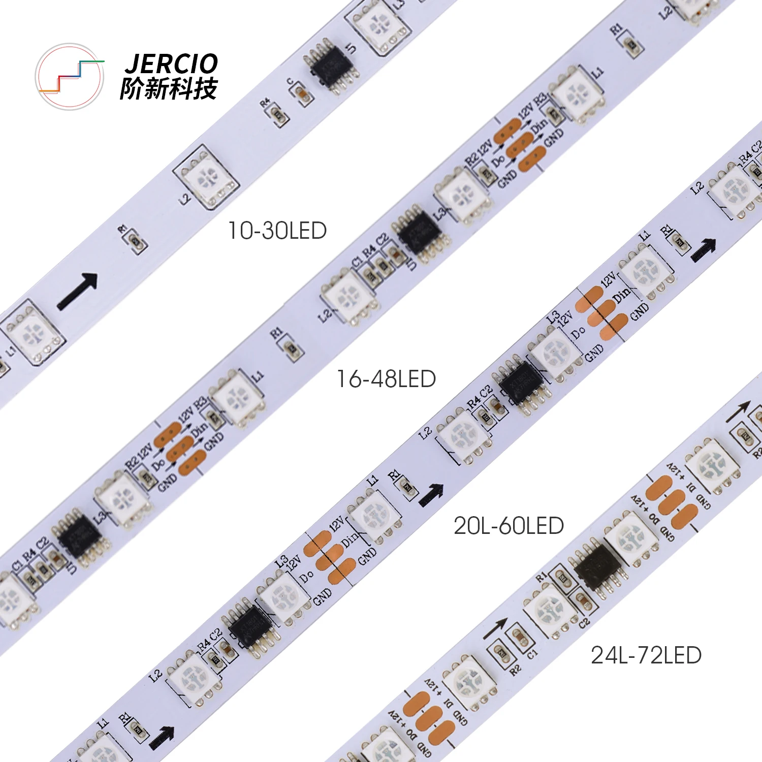 Умная светодиодная ленсветильник jercio WS2811 SMD5050 с чипом RGB 60 светодиодов/пикселей/м