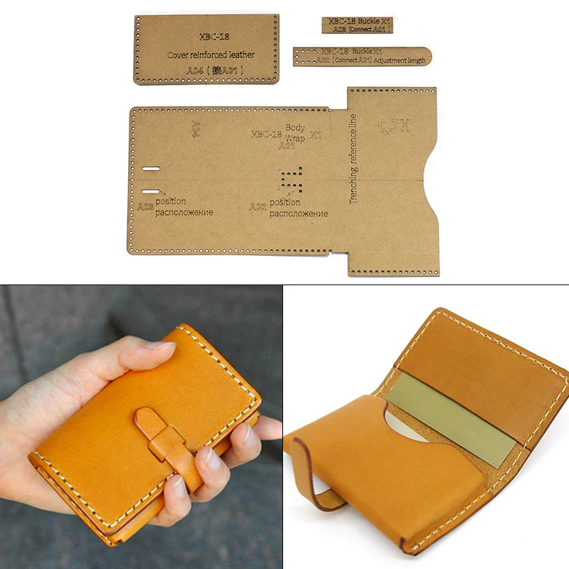 

DIY Handmade Business Card Holder Card Package Hand Wallet Kraft Paper Template Handmade Leather Craft Bag Template 10cm*7cm