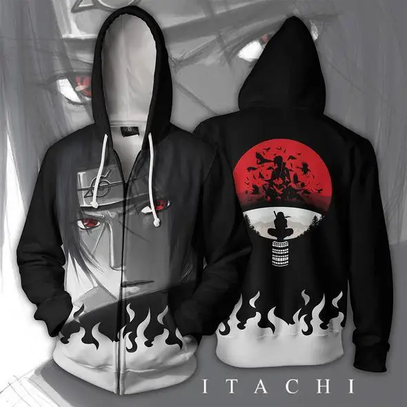 Наруто Узумаки Наруто маскарадные костюмы Akatsuki Uchiha толстовки itachi куртки Косплей 3D печатные толстовки с капюшоном на молнии