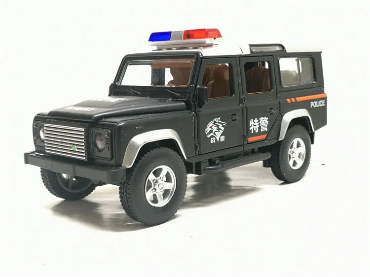 Высокая имитация, 1:32, Land Defender, Джип, полицейский сплав, автомобиль, звук и светильник, модель для мальчиков, детская игрушка, подарки