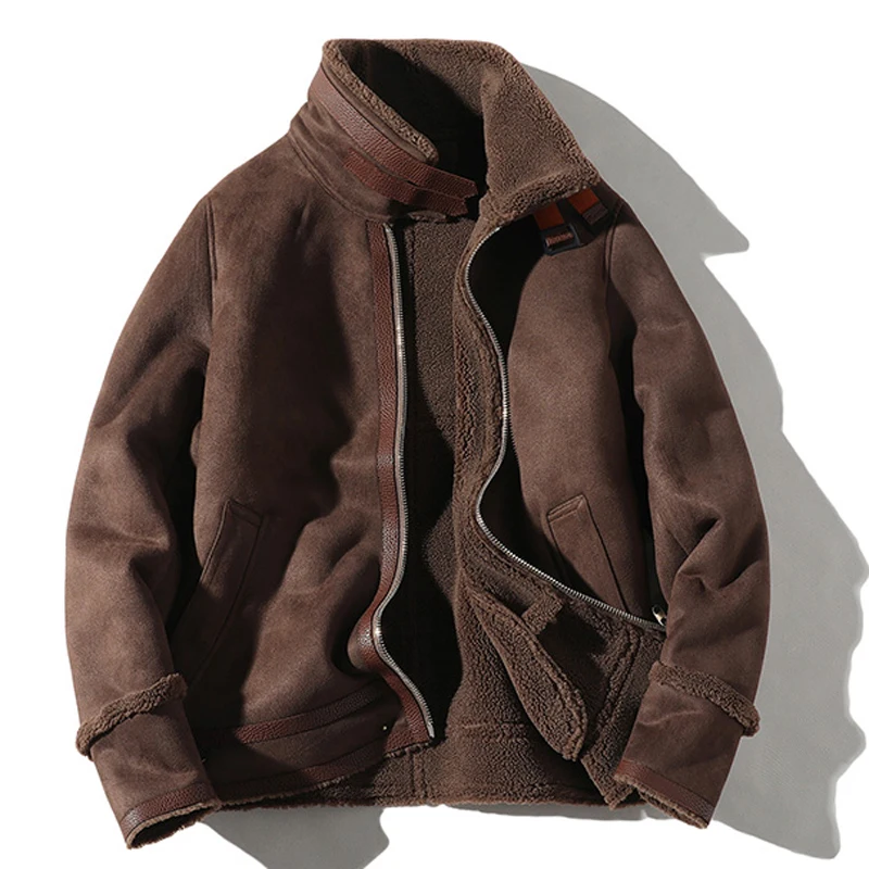 Engeland Stijl Biker Mans Faux Bontjassen 5XL Winter Bomber Jas Heren Bont Leren Jassen Automotive Faux Fur Suède Jas b751 Engeland Stijl Biker Mans Faux Bontjassen 5XL Winter Bomber Jas Heren Bont Leren Jassen Automotive Faux Fur Suède Jas b751