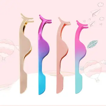 

Tweezers Eyelashes Extension Beauty Eyelash Makeup Tools Auxiliary Clamp Clips Mink Lashes Curler Colored Metal Tweezers