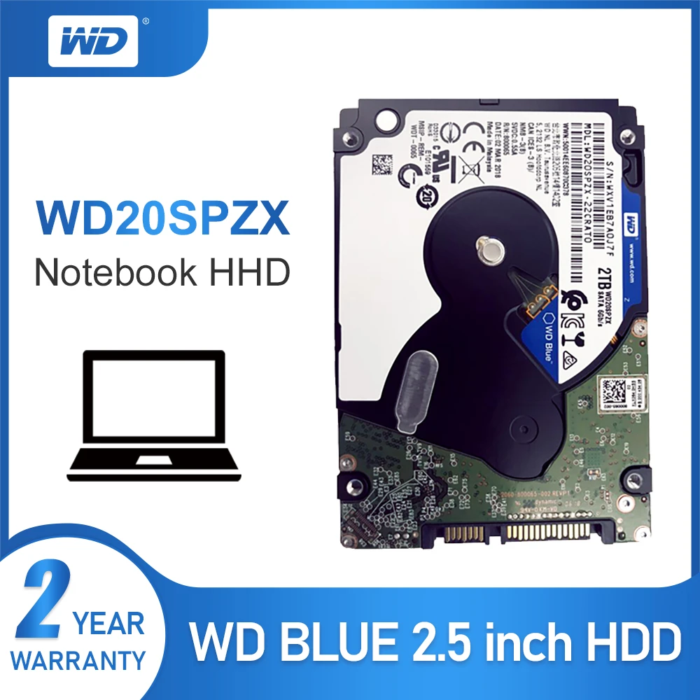 WD Blue disco duro móvil de 2TB, 5400 RPM, SATA, 6 Gb/s, 128MB de caché,  2,5 pulgadas, WD20SPZX|Discos duros externos| - AliExpress