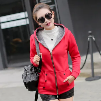 

women coats and jackets Basic Female Winter Coats Zipper Plus velvet thick Hooded Anorak Jackets Clothing Chic mujer suéteres