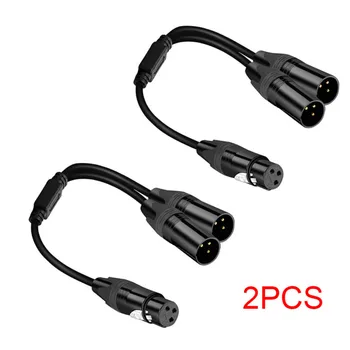 

6 Inch 3-Pin XLR Female To Dual 2 Male Y Splitter Mic Cable Adaptor 16 AWG Bare Copper Conductors Microphone Cable Adapter