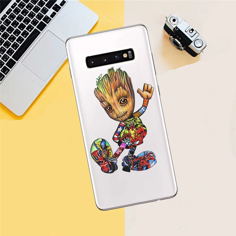Groot cuteFor samsung Galaxy S6 S7 Edge S8 S9 S10 Plus Lite Note 8 9 10 M10 M20 M30 Plus pro чехол для телефона Etui Funda - Цвет: 1405